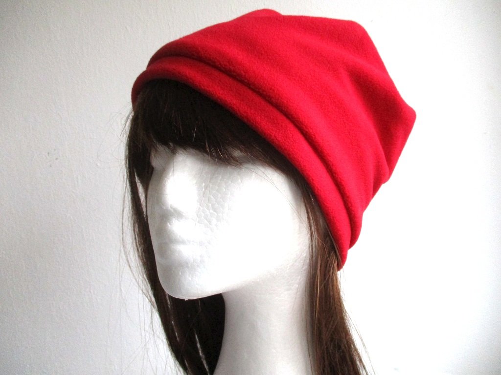 lined winter fleece beanie / cuffed soft cap / double layer chemo hat, pdf sewing pattern and photo tutorial, adult to child, (6 sizes)