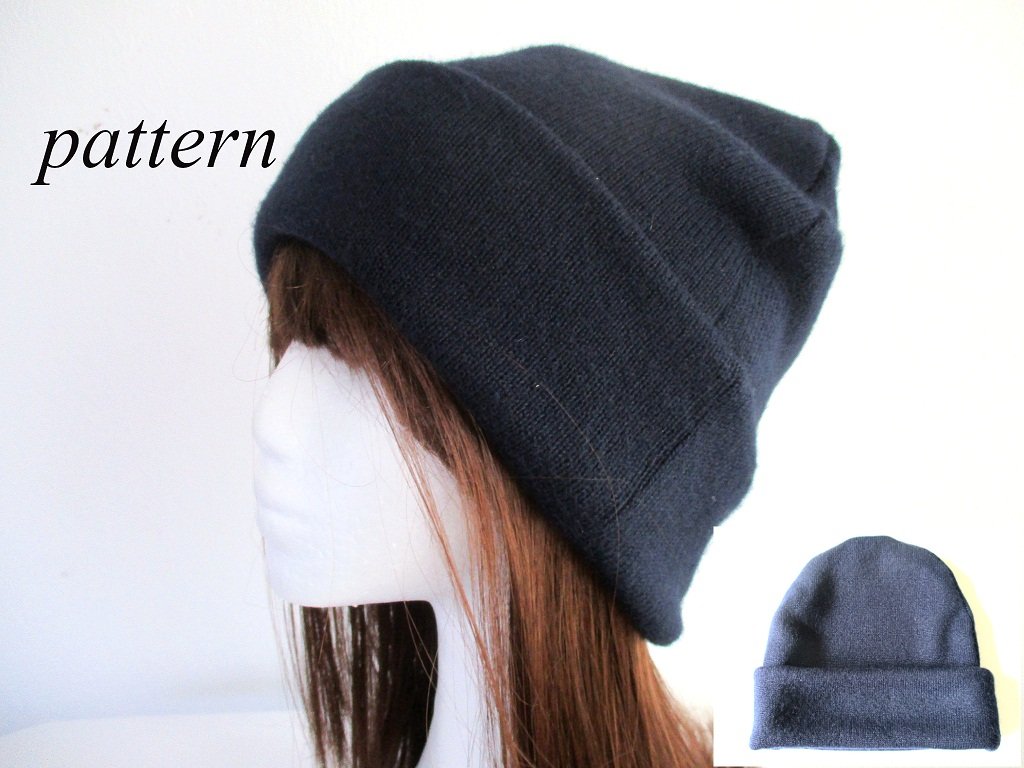 double layer winter fall spring watch jersey beanie hat, pdf sewing pattern with a photo tutorial, adult to baby (8 sizes)