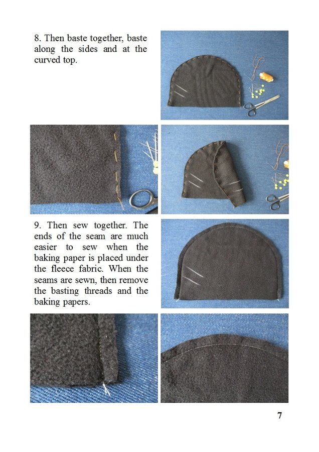 simple reversible winter fleece beanie / double layer chemo hat / warm skull cap, pdf sewing pattern and photo tutorial, adult to child, (6 sizes)
