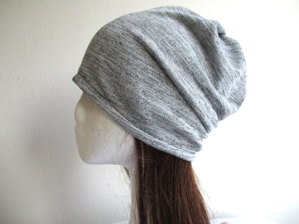 double layer slouchy jersey beanie/ open top ponytail hat/ chemo cancer alopecia cap/ sewing pattern PDF (10 sizes) + photo tutorial/ for woman and girl