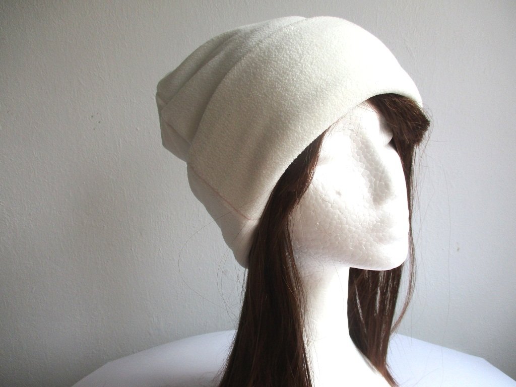 winter jersey-lined fleece beanie hat with roll-up cuff, pdf sewing pattern with a photo tutorial, adult to baby, (8 sizes)