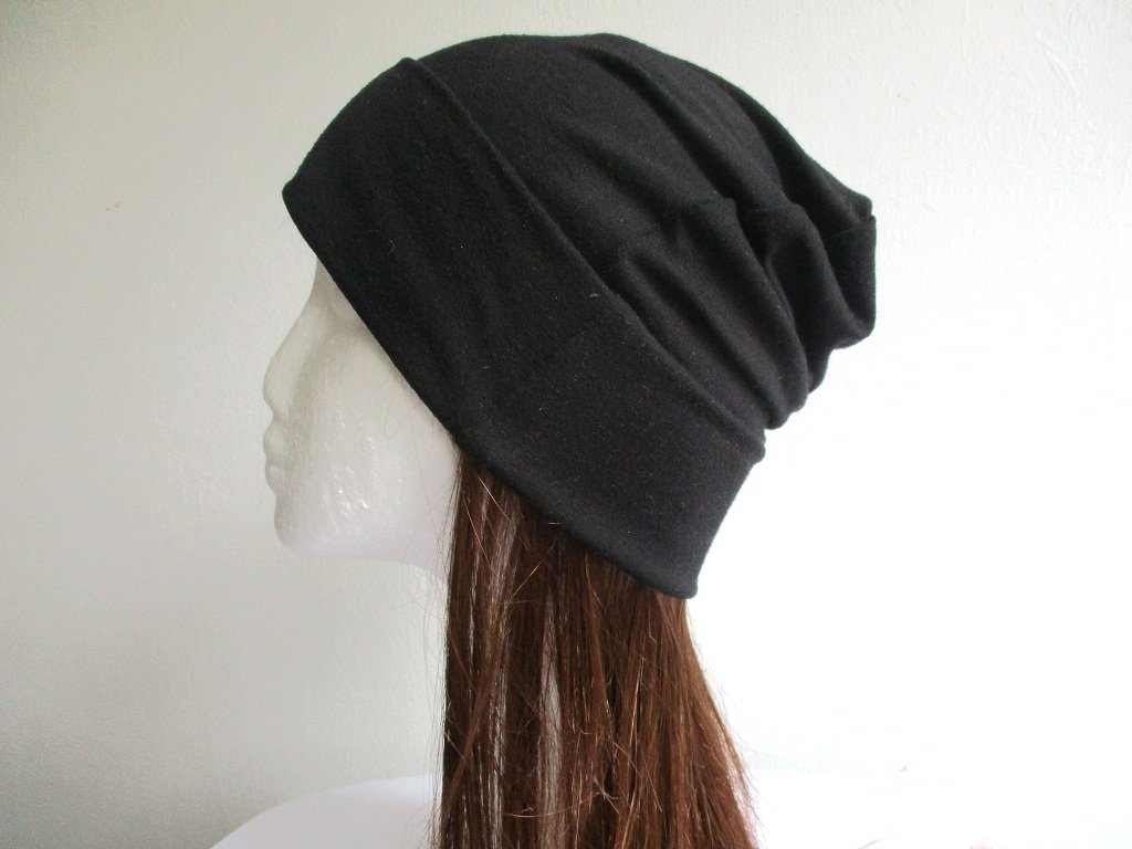 soft jersey fabric summer beanie / single layer chemo head cover / slouchy bad hair day cap / hat with roll up cuff, pdf sewing pattern and photo tutorial, adult to baby, (8 sizes)