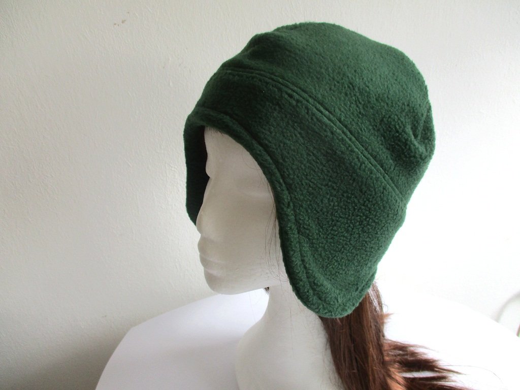 fleece earflap beanie with jersey fabric lining in green, pdf sewing pattern + photo tutorial, adult to baby (10 sizes)