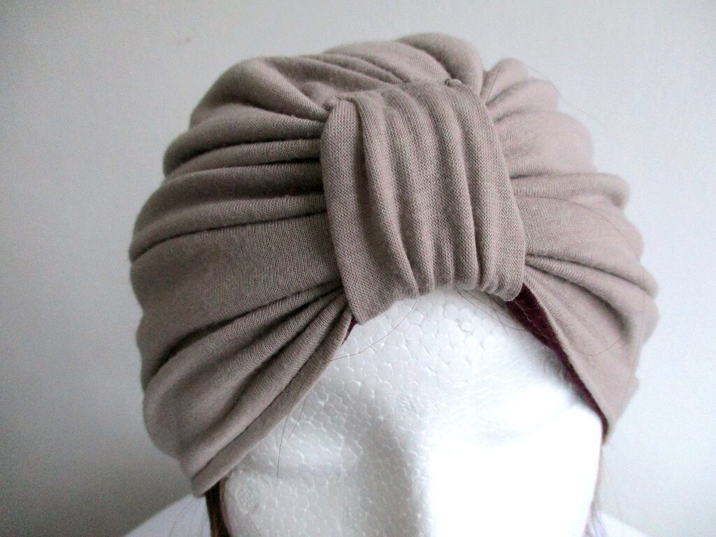 jersey turban/ reversible pleated chemo hat/ double-layer headcover/ sewing pattern pdf + photo tutorial/ for baby, girl and woman, (10 sizes)