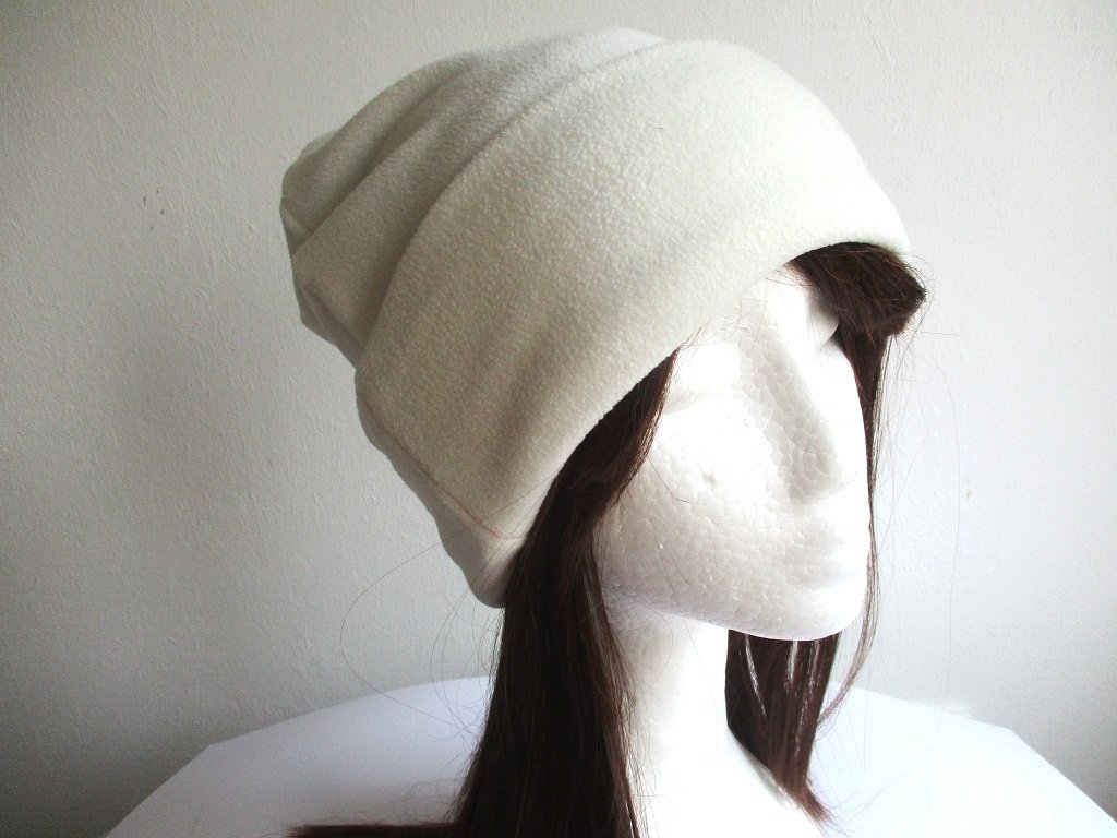 winter jersey-lined fleece beanie hat with roll-up cuff, pdf sewing pattern with a photo tutorial, adult to baby, (8 sizes)