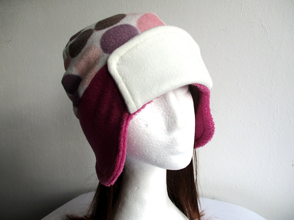 lined winter fleece earflap beanie /soft and warm chemo hat, pdf sewing pattern and photo tutorial, baby to adult (10 sizes)