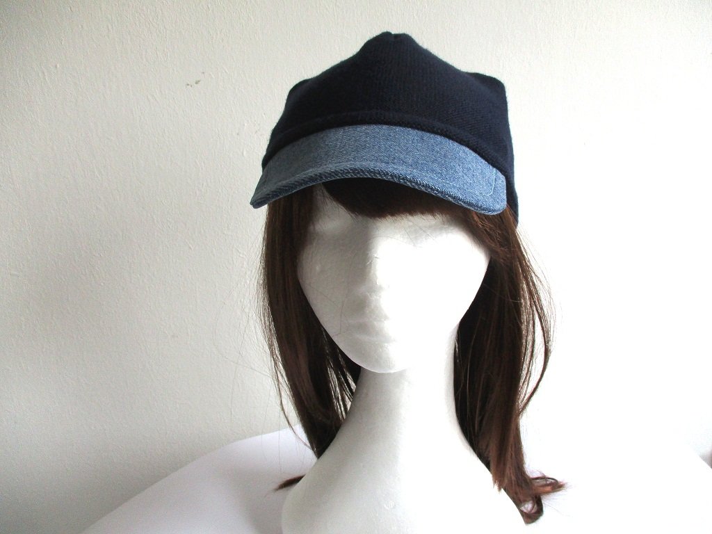 denim visor double layer jersey beanie / soft summer-fall hat / simple baseball cap, pdf sewing pattern and photo tutorial, adult to child, (6 sizes)