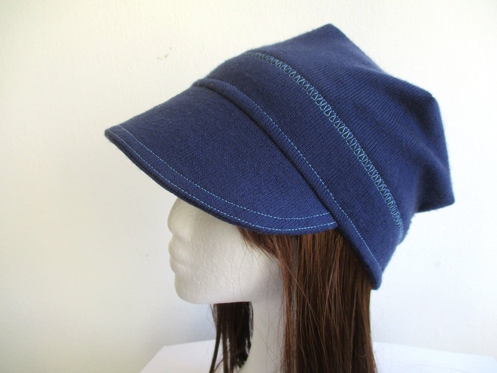 unlined summer newsboy jersey beanie / single layer visor hat / soft chemo brim cap, pdf sewing pattern and photo tutorial, adult to child, (6 sizes)
