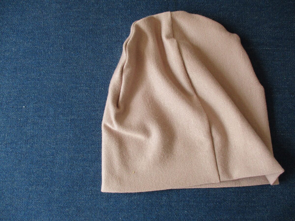 double layer deep turn-up beige jersey beanie/ slouchy hat/  PDF SEWING PATTERN (XS - 4XL sizes) with PHOTO TUTORIAL/ for woman, girl, boy, man
