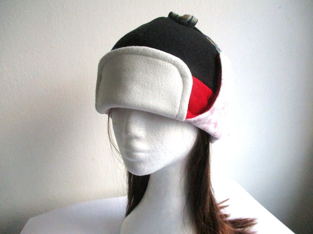 double layer fleece trapper (aviator, earflap, ushanka, bomber) hat for winter, pdf sewing pattern and photo tutorial, baby to adult (9 sizes)