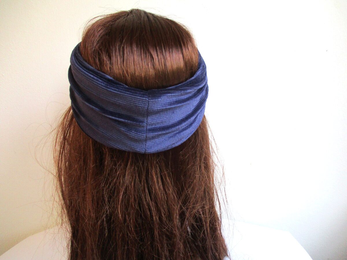 double layer wide (beige) and narrow (blue) turban style jersey headband/ PDF SEWING PATTERN (XS - 2XL sizes) with PHOTO TUTORIAL/ for woman and girl  