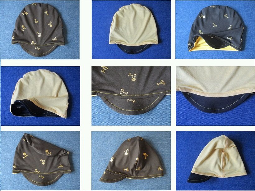 double layer jersey brim/ visor summer beanie hat, pdf sewing pattern with a photo tutorial, adult to baby, (8 sizes)
