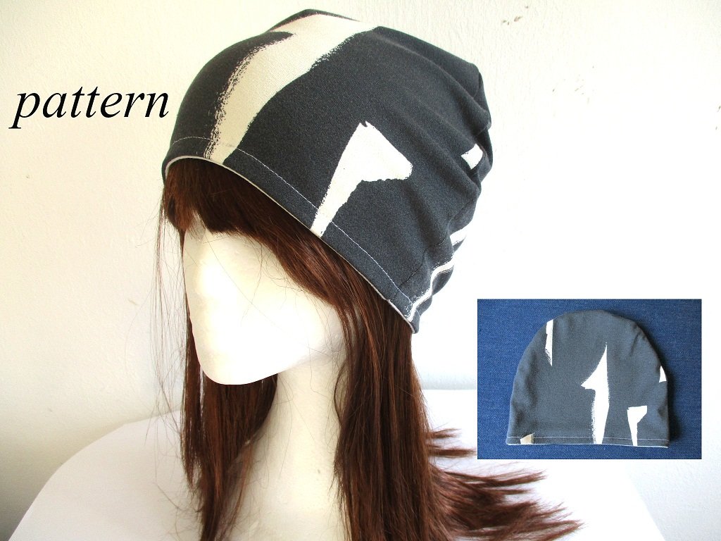 summer reversible jersey chemo beanie hat, pdf sewing pattern with a photo tutorial, adult to baby, (8 sizes)