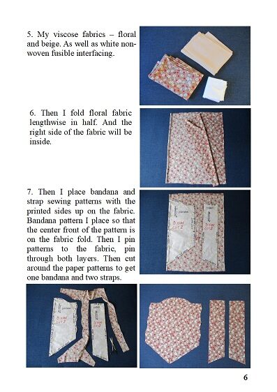 reversible chemo bandana hat/ summer visor scarf/ pleated sun kerchief, sewing pattern PDF + photo tutorial, for woman and girl, (S, M, L, XL sizes)