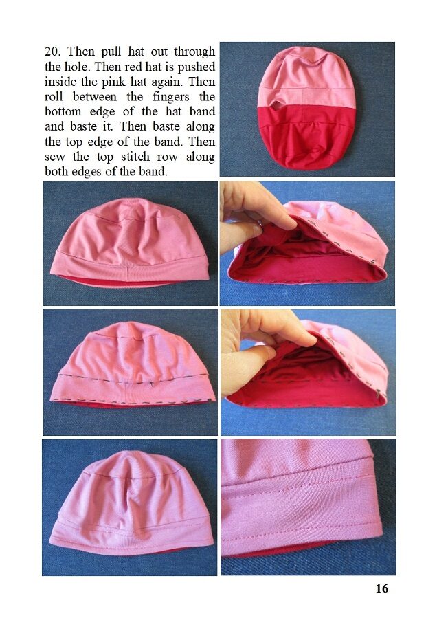 turban-style hat 2 pcs set/  reversible jersey hat and headband, sewing pattern PDF (6 sizes) + photo tutorial, for woman and girl
