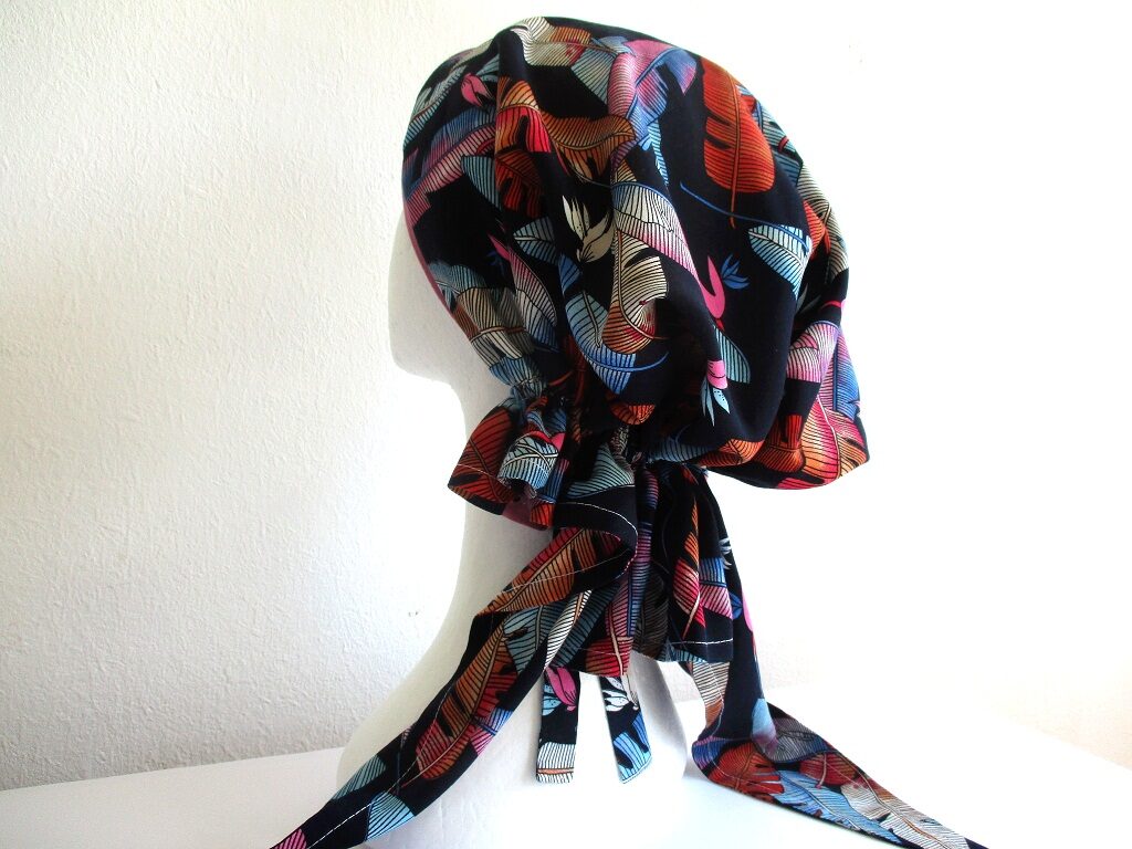 viscose/ rayon fabric chemo scarf in colored print, pdf sewing pattern + photo tutorial, women and girls, (S, M, L, XL sizes) 