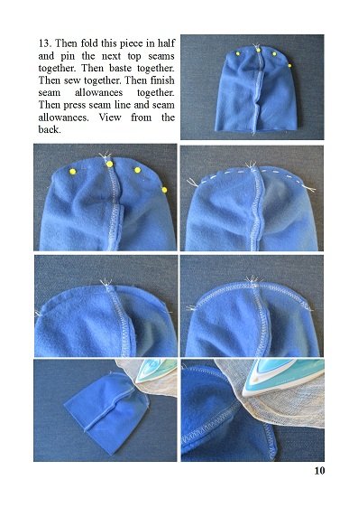 single layer classic outdoor stretch fleece beanie hat in blue, pdf sewing pattern + photo tutorial, adult to baby, (10 sizes)