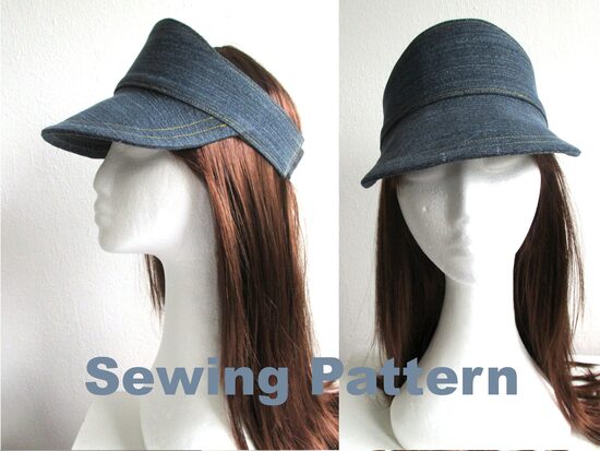 Denim visor headband for woman and girl; sewing pattern PDF; S, M, L sizes included; US Letter/ A4; in English