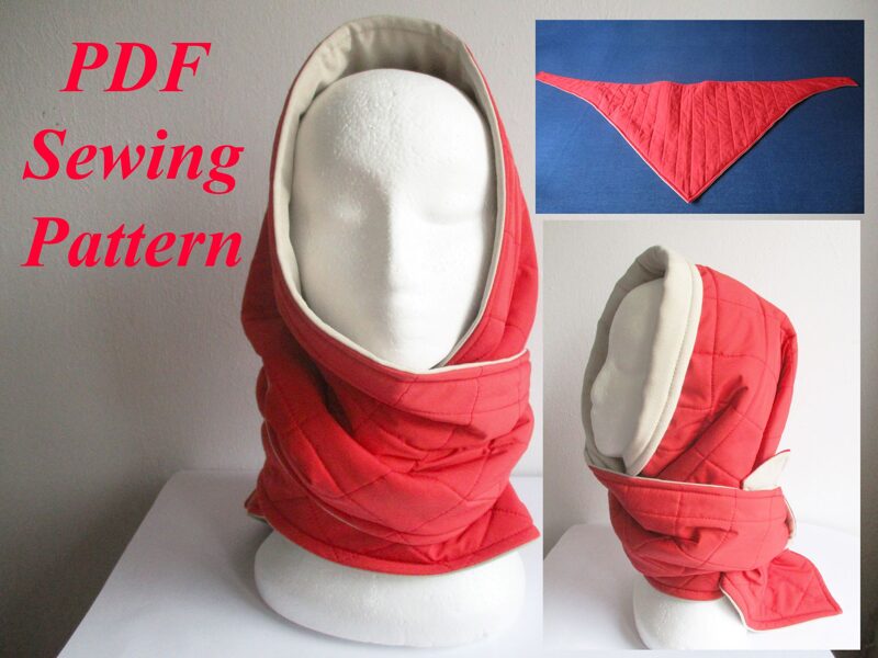 Warm Quilted Women's Winter Headscarf/ Puffer Headcover, PDF Sewing Pattern (XS - 4XL sizes), Photo Tutorial For Beginners