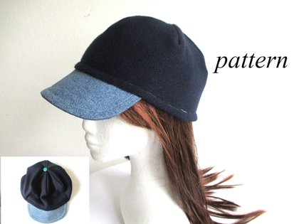 denim visor double layer jersey beanie / soft summer-fall hat / simple baseball cap, pdf sewing pattern and photo tutorial, adult to child, (6 sizes)