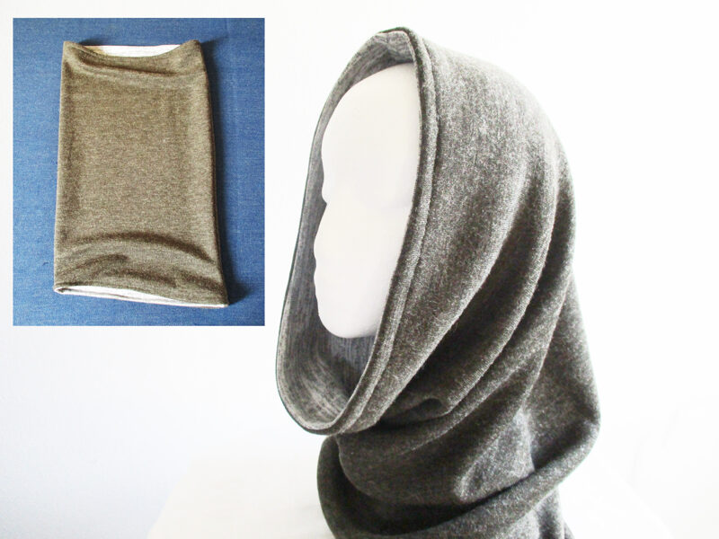 Jersey Double Layer Tube Hood with Scarf for Adult, Sewing Pattern PDF (US Letter, A4) 8 Sizes Included, Photo Tutorial, in English