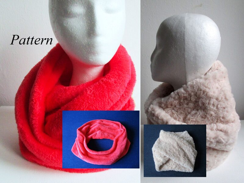 Winter Fleece And Faux Fur Infinity Scarves/ Neck Warmer/ Circle Loop Wrap/ Warm Shawl/ PDF Sewing Pattern (XS - 4XL sizes) And Photo Tutorial For Beginners in English 