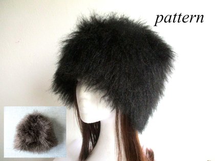 winter faux fur beanie with fleece lining, chemo hat, hair loss cap, pdf sewing pattern and photo tutorial, adult to baby (10 sizes)