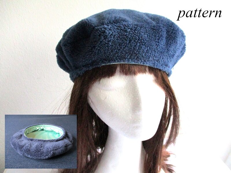 French-style beret/ minky fleece hat/ lined winter cap, sewing pattern pdf + photo tutorial, for woman and girl, (6 sizes)