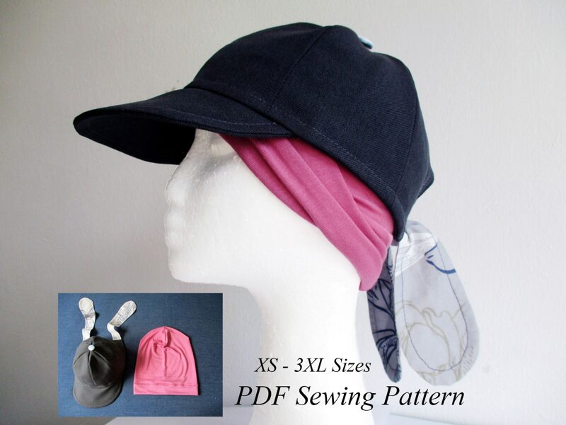Chemo Baseball Cap And Jersey Beanie Hat, PDF Sewing Pattern, Photo Tutorial. For Woman And Girl. 